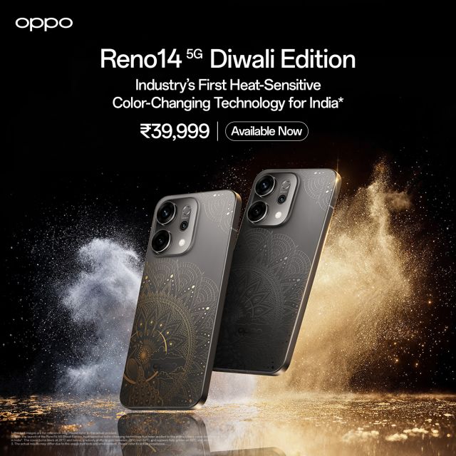 OPPO Launches the Reno14 5G Diwali Edition, Featuring Industry-First Heat-Sensitive Colour-Changing Technology for India