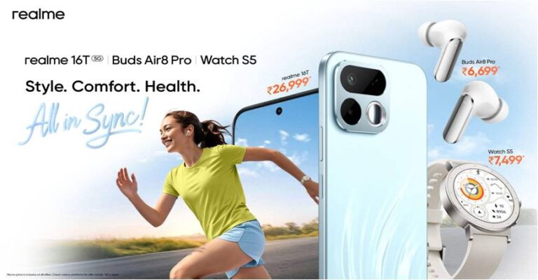 ​realme launches realme 16T Starting at INR 26,999 alongside realme Buds Air8 Pro and realme Watch S5